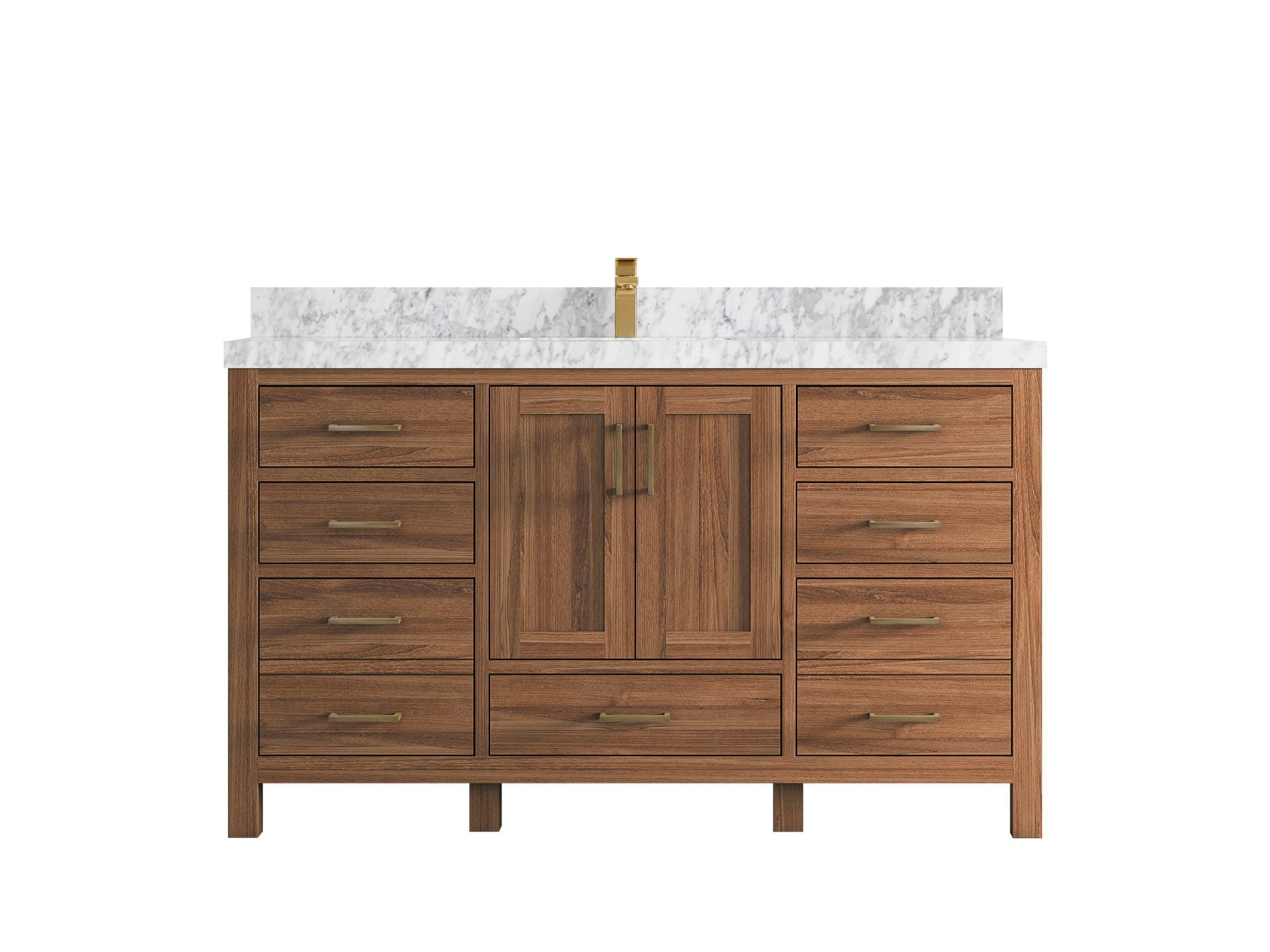 Malibu Teak Wood 60 in. W x 22 in. D Single Sink Bathroom Vanity