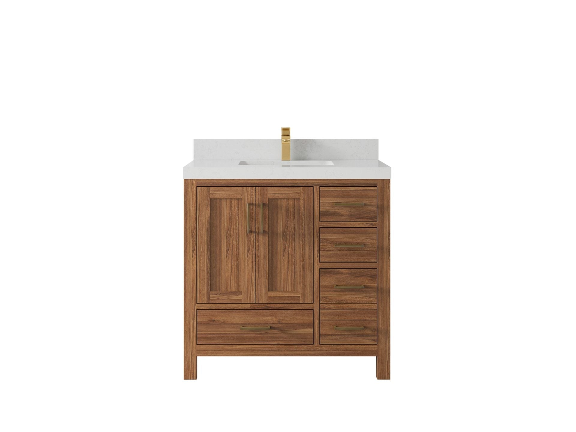 Malibu Teak Wood 36 in. W x 22 in. D Center Sink Bathroom Vanity