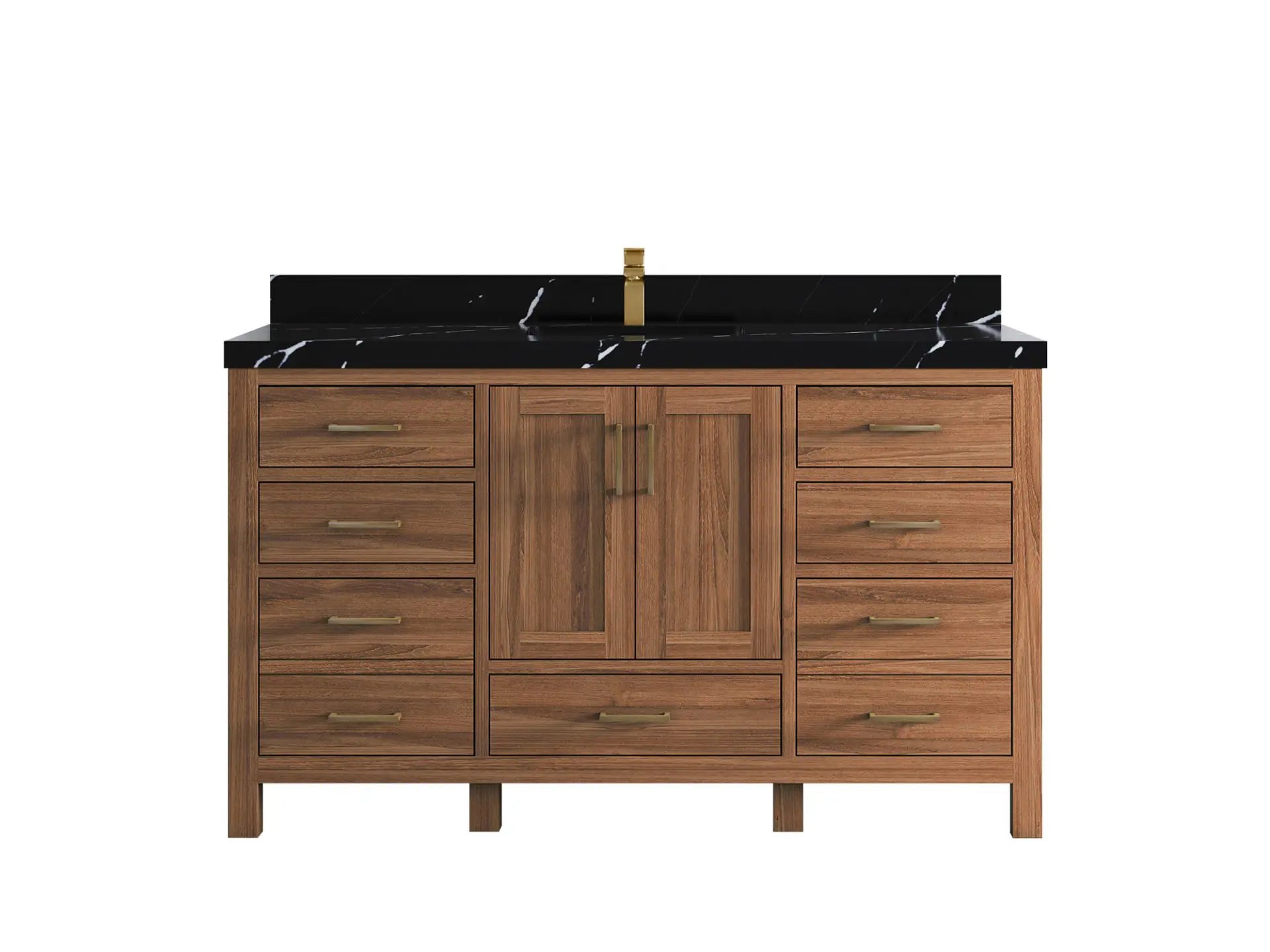 Malibu Teak Wood 60 in. W x 22 in. D Single Sink Bathroom Vanity