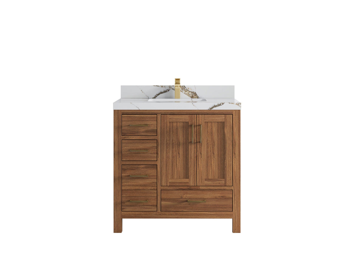 Malibu Teak Wood 36 in. W x 22 in. D Center Sink Bathroom Vanity