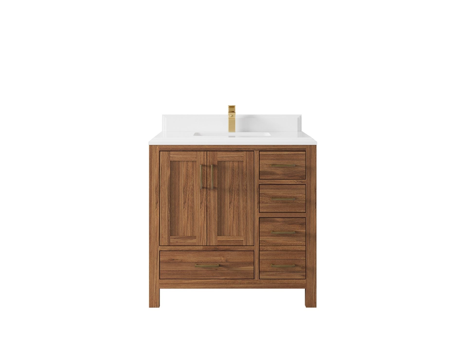 Malibu Teak Wood 36 in. W x 22 in. D Center Sink Bathroom Vanity