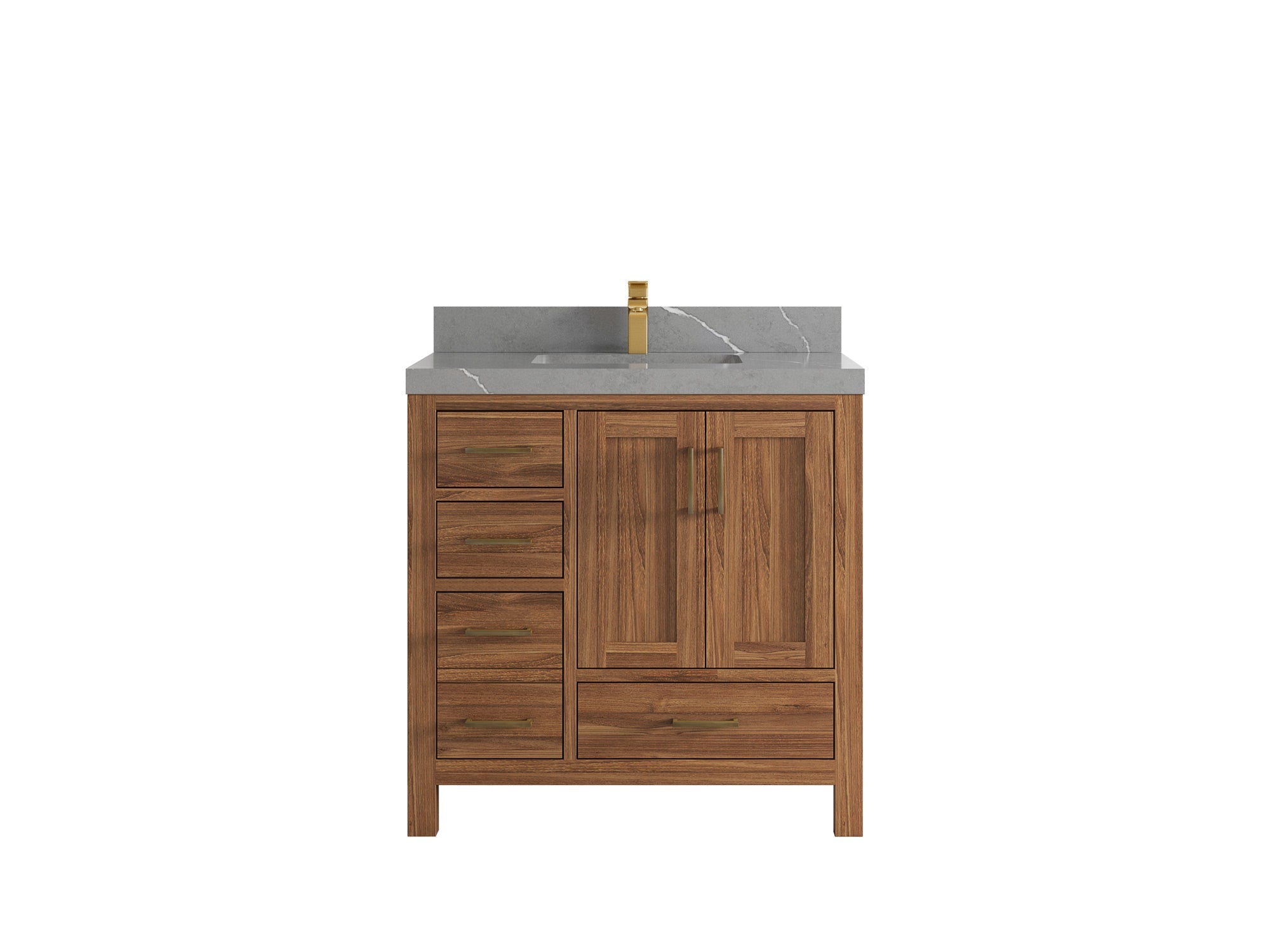 Malibu Teak Wood 36 in. W x 22 in. D Center Sink Bathroom Vanity