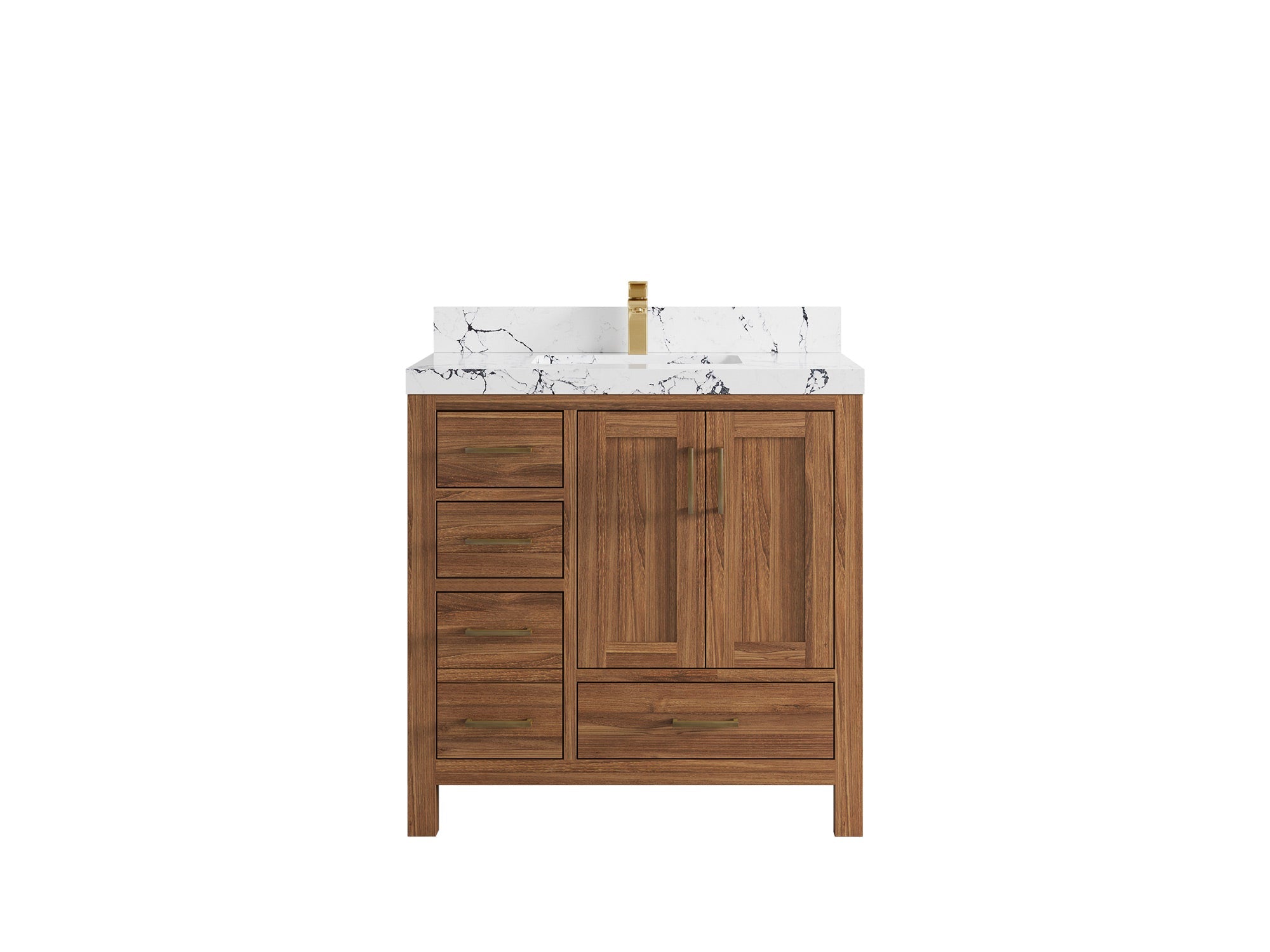 Malibu Teak Wood 36 in. W x 22 in. D Center Sink Bathroom Vanity