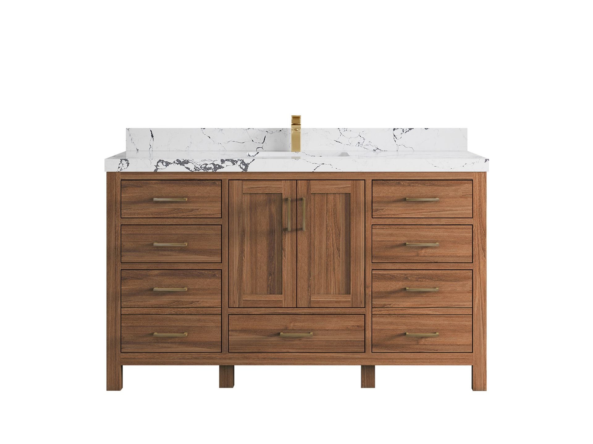 Malibu Teak Wood 60 in. W x 22 in. D Single Sink Bathroom Vanity