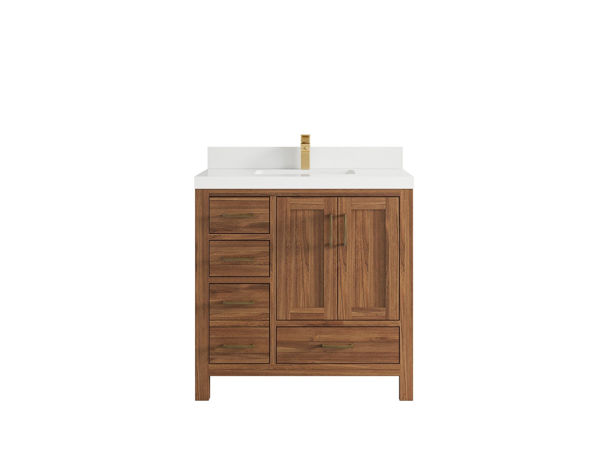Malibu Teak Wood 36 in. W x 22 in. D Center Sink Bathroom Vanity