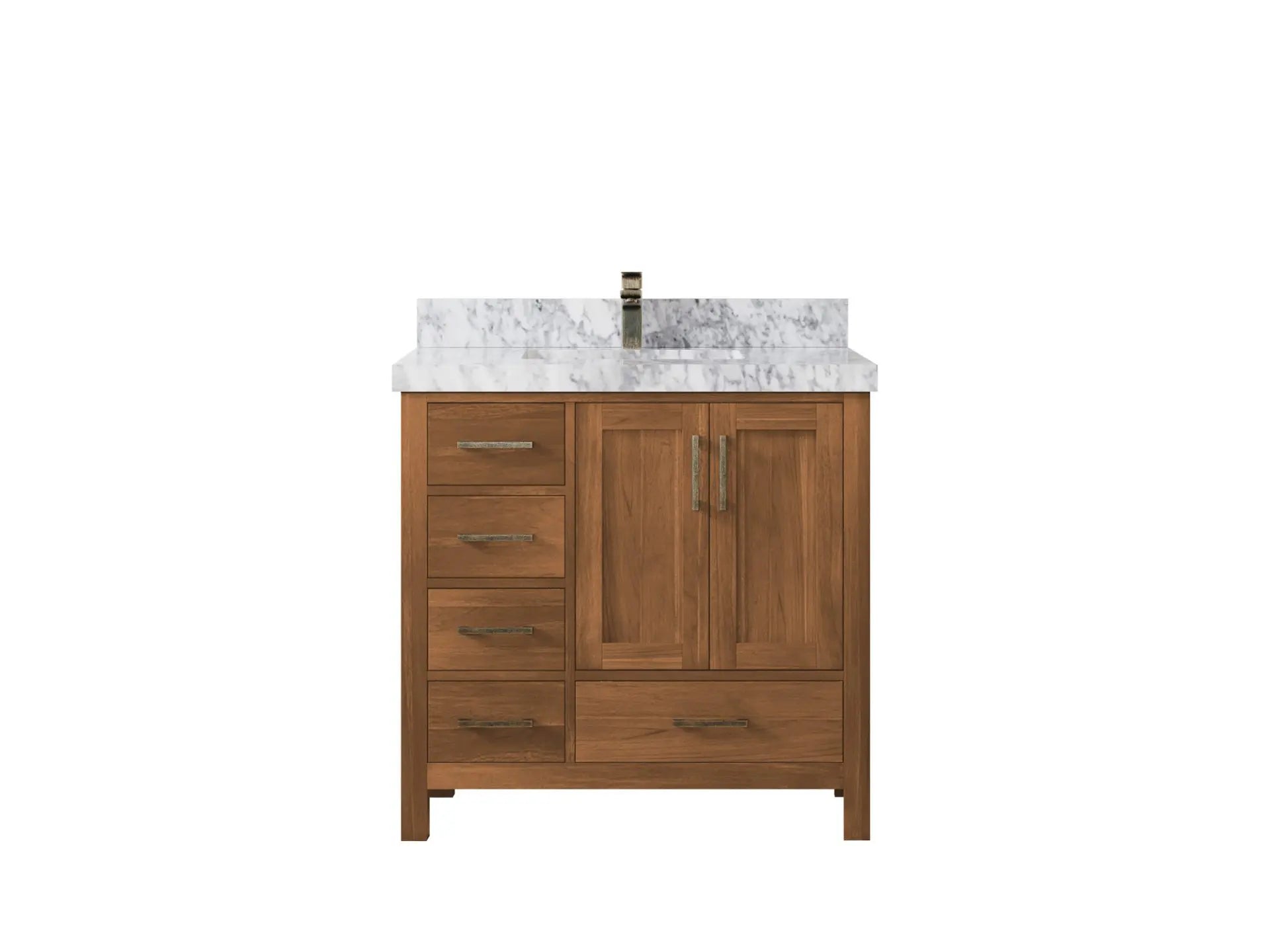 Malibu Teak Wood 36 in. W x 22 in. D Center Sink Bathroom Vanity