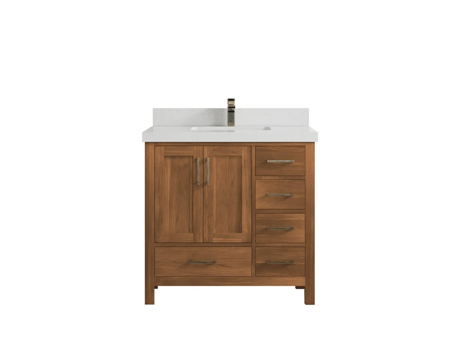 Malibu Teak Wood 36 in. W x 22 in. D Center Sink Bathroom Vanity