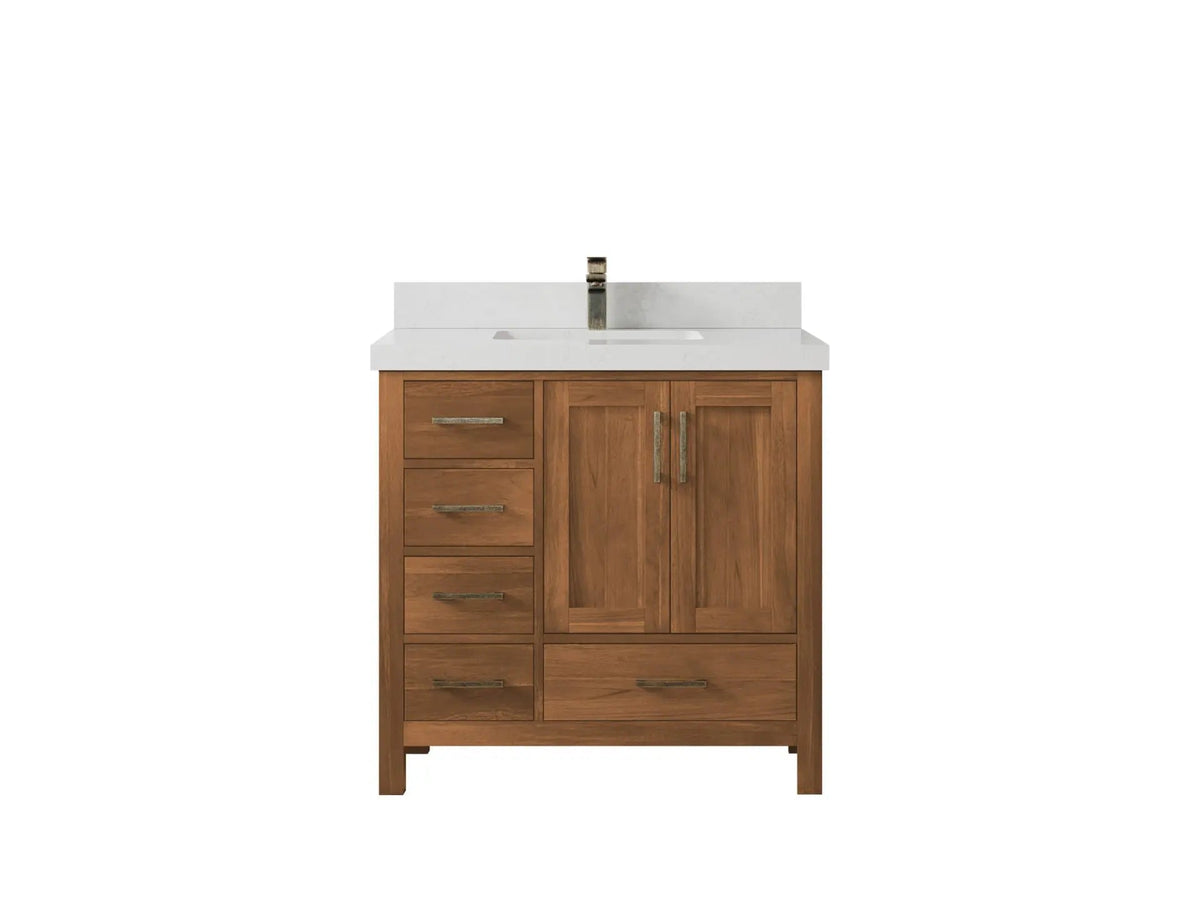 Malibu Teak Wood 36 in. W x 22 in. D Center Sink Bathroom Vanity