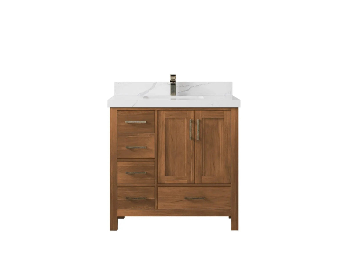 Malibu Teak Wood 36 in. W x 22 in. D Center Sink Bathroom Vanity - Willow Bath and Vanity