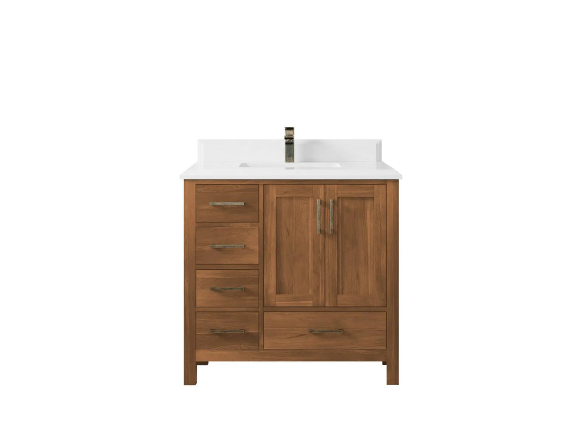 Malibu Teak Wood 36 in. W x 22 in. D Center Sink Bathroom Vanity