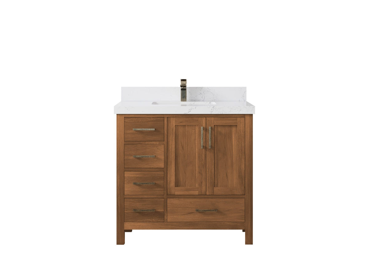 Malibu Teak Wood 36 in. W x 22 in. D Center Sink Bathroom Vanity