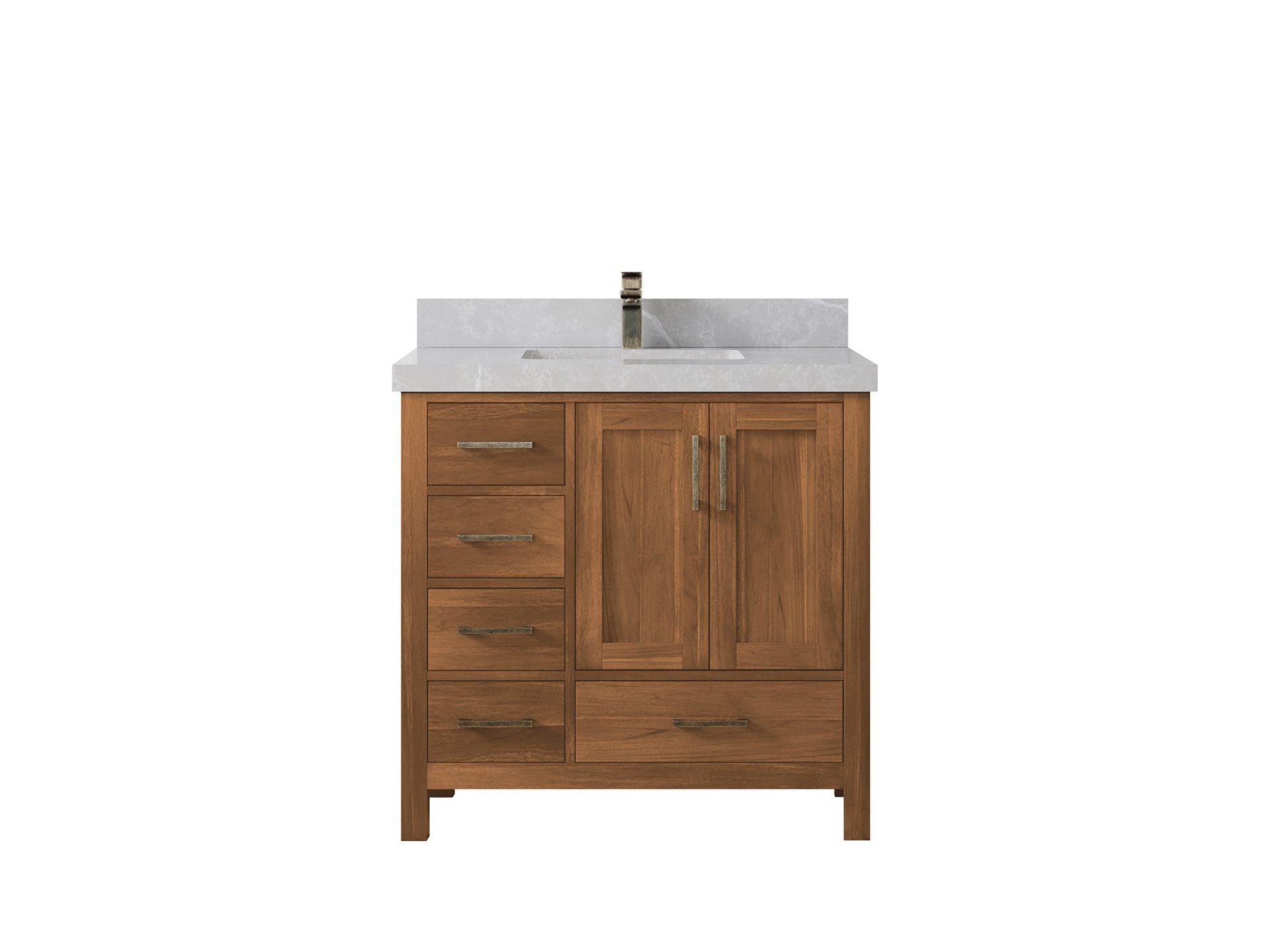 Malibu Teak Wood 36 in. W x 22 in. D Center Sink Bathroom Vanity