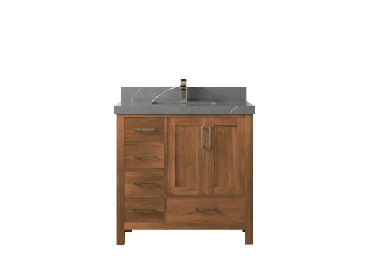 Malibu Teak Wood 36 in. W x 22 in. D Center Sink Bathroom Vanity