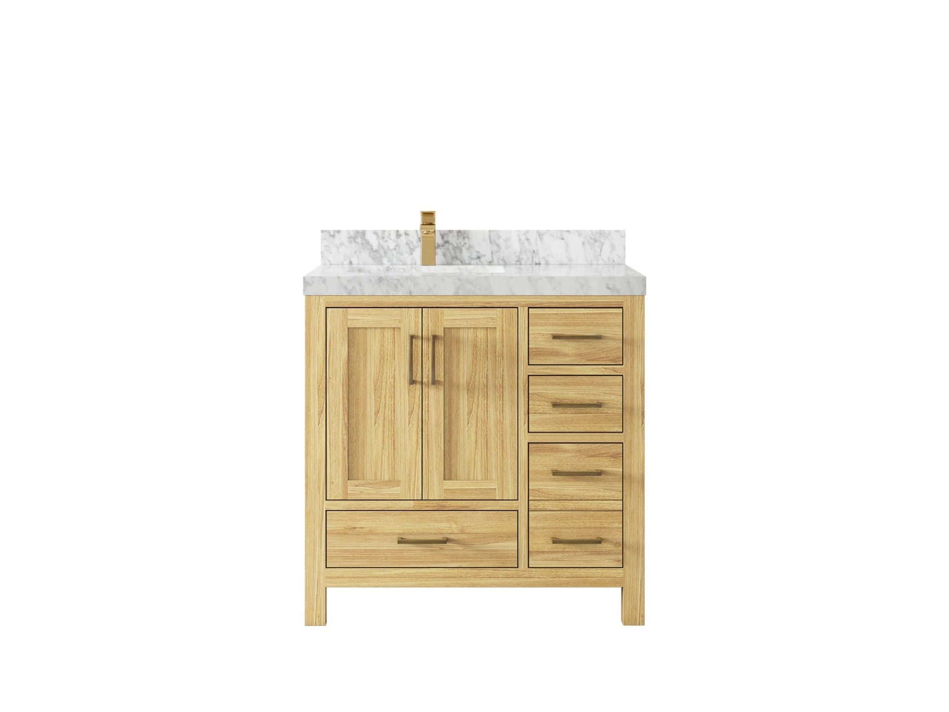Malibu Teak Wood 36 in. W x 22 in. D Left Offset Sink Bathroom Vanity