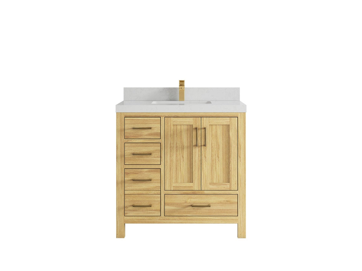Malibu Teak Wood 36 in. W x 22 in. D Center Sink Bathroom Vanity