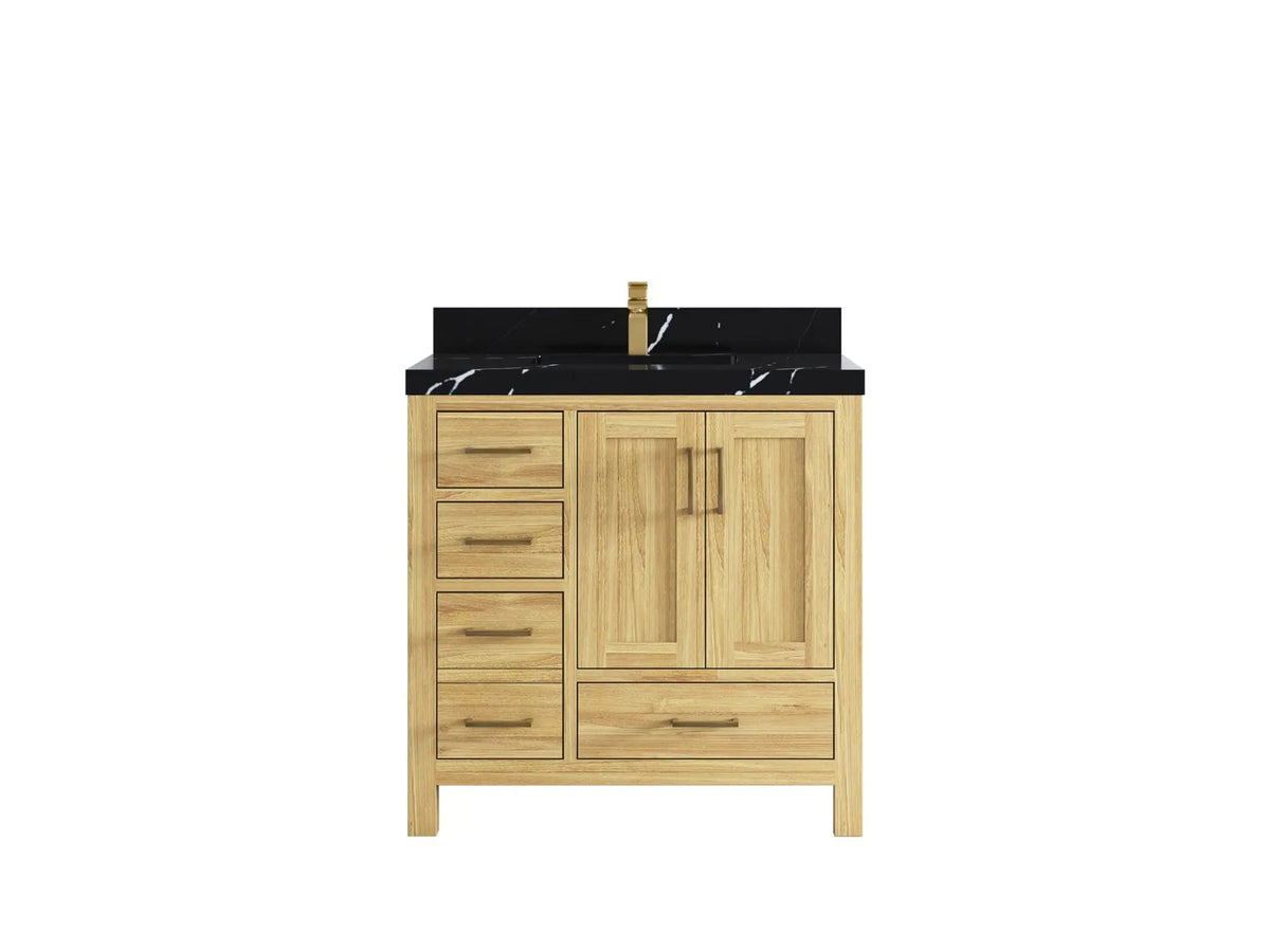 Malibu Teak Wood 36 in. W x 22 in. D Center Sink Bathroom Vanity