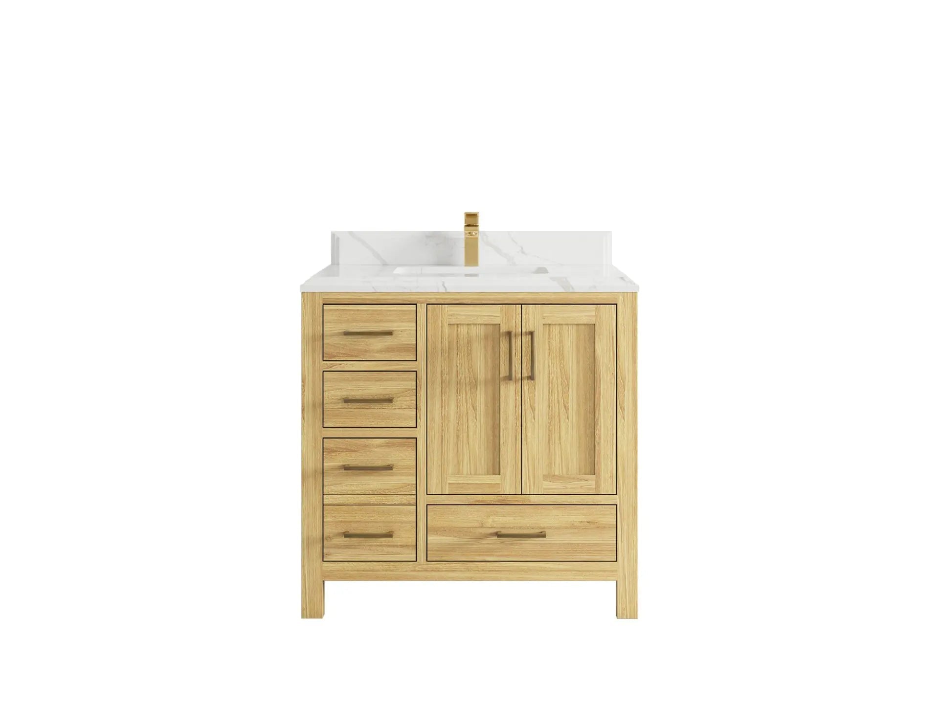 Malibu Teak Wood 36 in. W x 22 in. D Center Sink Bathroom Vanity