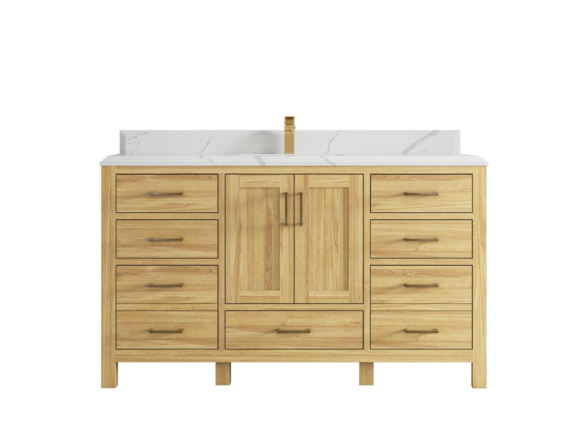 Malibu Teak Wood 60 in. W x 22 in. D Single Sink Bathroom Vanity