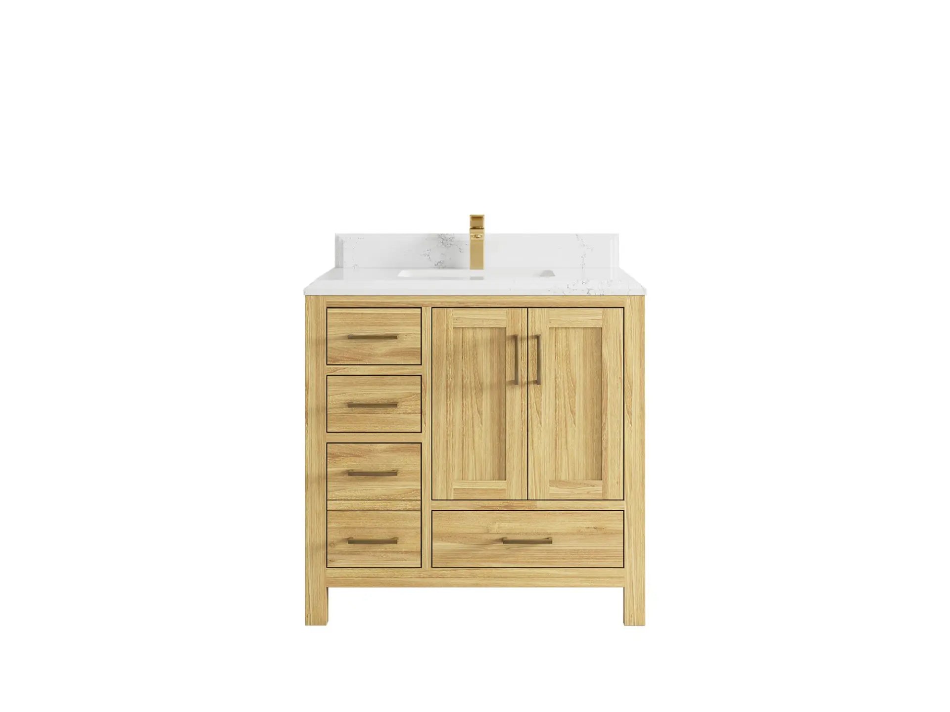 Malibu Teak Wood 36 in. W x 22 in. D Center Sink Bathroom Vanity