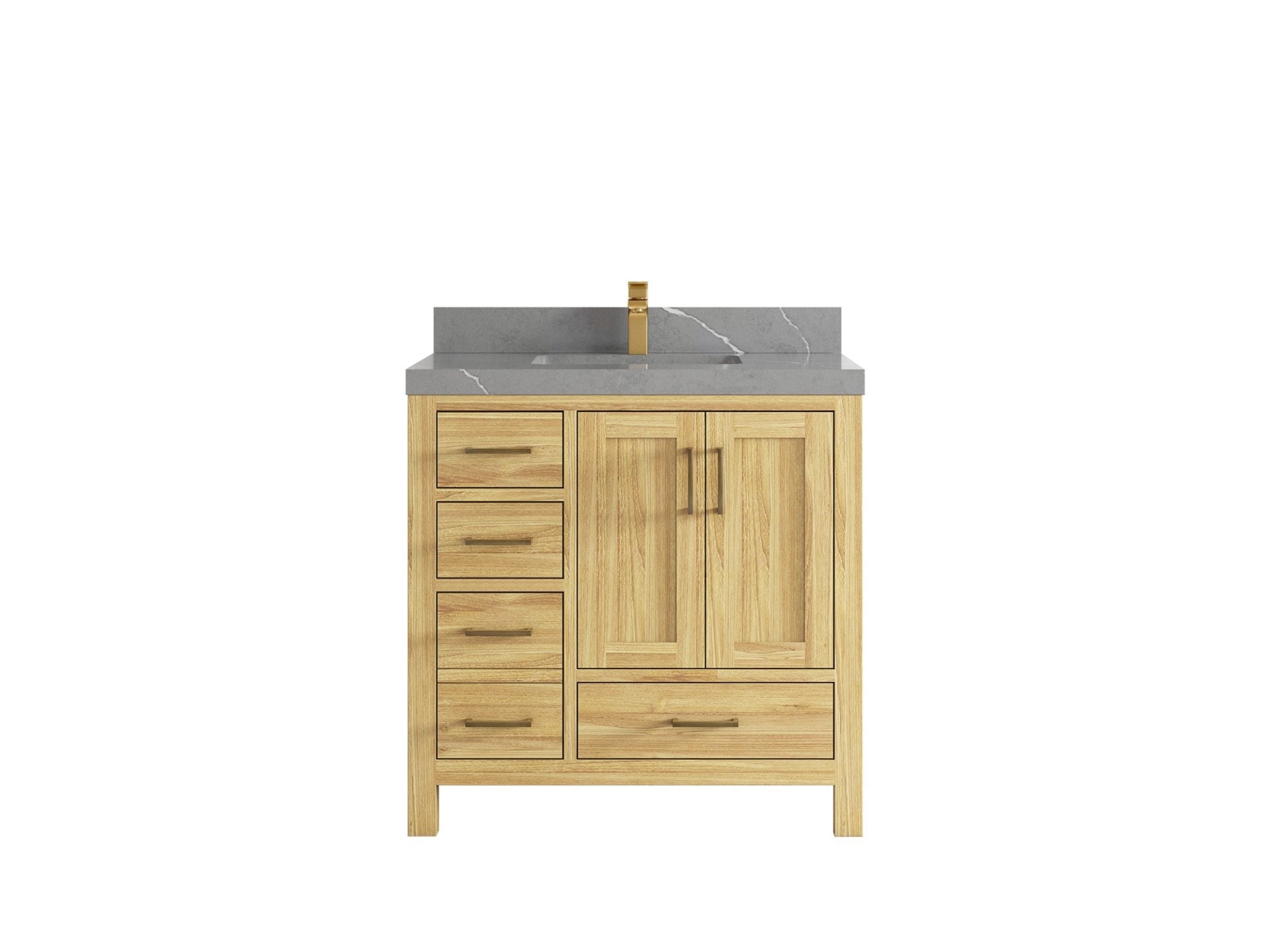 Malibu Teak Wood 36 in. W x 22 in. D Center Sink Bathroom Vanity