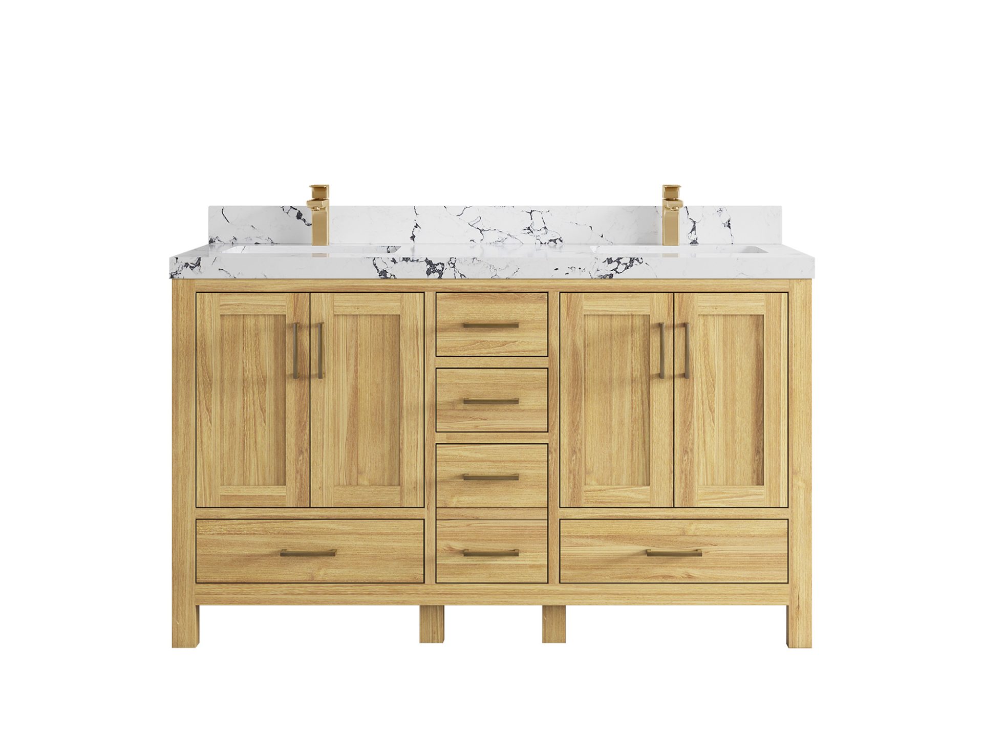 Malibu Teak Wood 60 in. W x 22 in. D Double Sink Bathroom Vanity