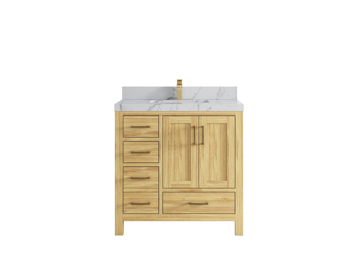 Malibu Teak Wood 36 in. W x 22 in. D Center Sink Bathroom Vanity