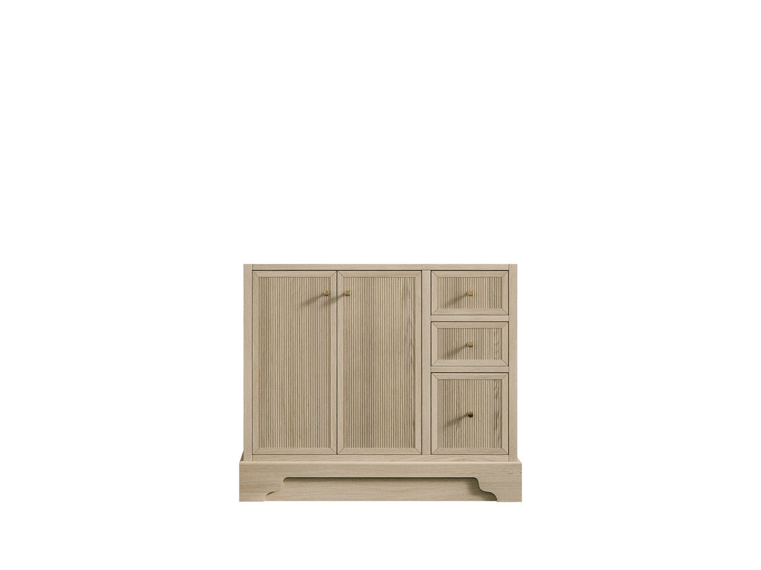 Manhattan Oak 36 in. W x 22 in. D Left Offset Sink Bathroom Vanity in Nordic White - Cabinet Only