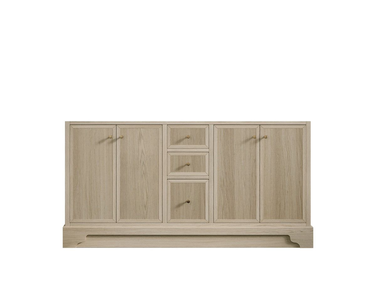 Manhattan Oak 60 in. W x 22 in. D Double Sink Bathroom Vanity in Nordic White - Cabinet Only
