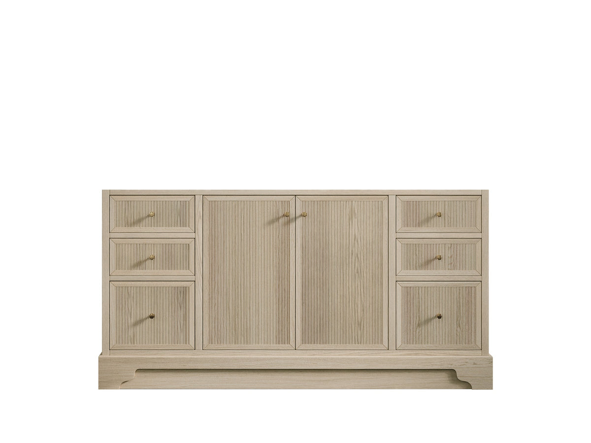 Manhattan Oak 60 in. W x 22 in. D Single Sink Bathroom Vanity in Nordic White - Cabinet Only