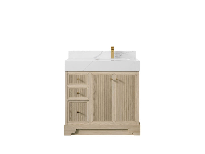 Manhattan White Oak 36 in. W x 22 in. D Right Offset Sink Bathroom Vanity - photo 6