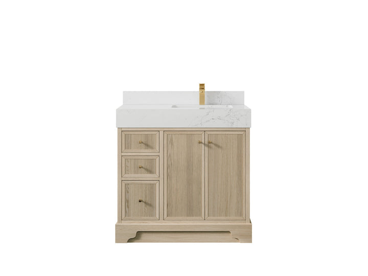 Manhattan White Oak 36 in. W x 22 in. D Right Offset Sink Bathroom Vanity - photo 7