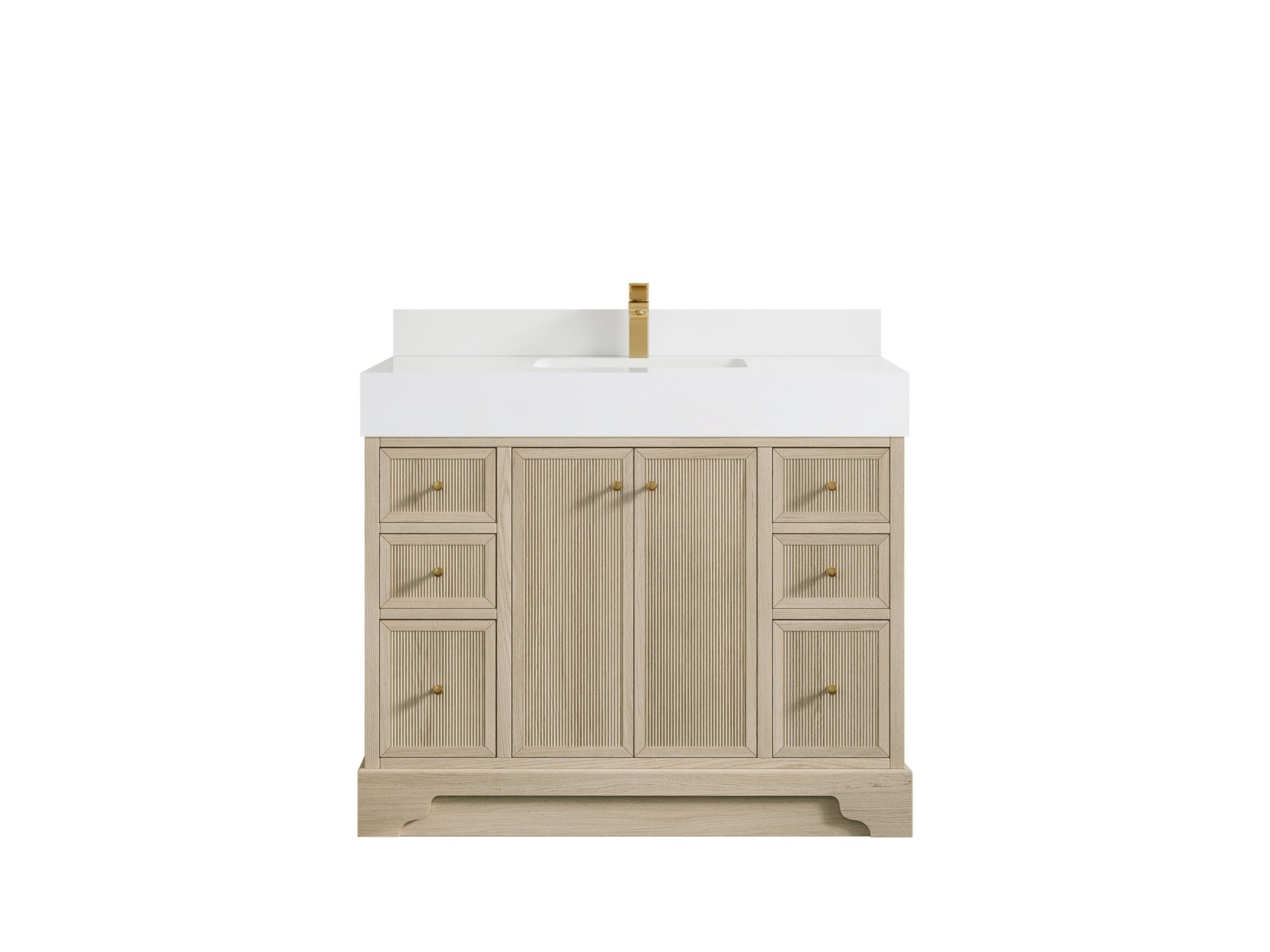 Manhattan Oak 42 in. W x 22 in. D Single Sink Bathroom Vanity in Nordic White with 5 in White Quartz Countertop