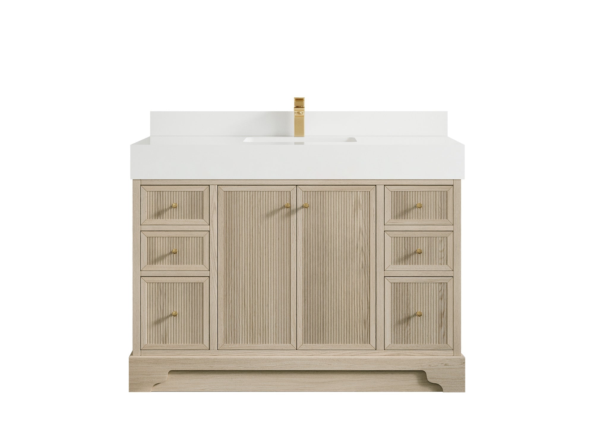 Manhattan Oak 48 in. W x 22 in. D Single Sink Bathroom Vanity in Nordic White with 5 in White Quartz Countertop
