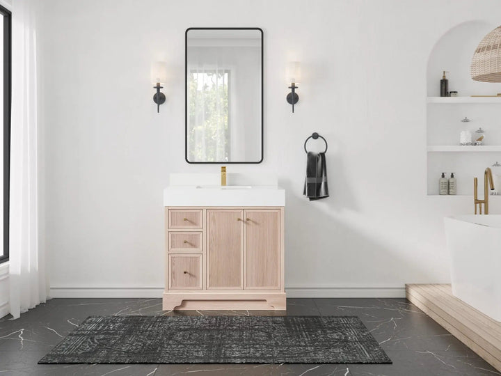 Manhattan White Oak 36 in. W x 22 in. D Center Sink Bathroom Vanity - photo 4