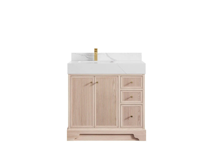 Manhattan White Oak 36 in. W x 22 in. D Left Offset Sink Bathroom Vanity - photo 1