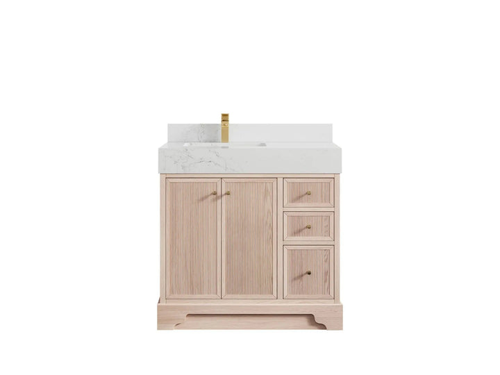 Manhattan White Oak 36 in. W x 22 in. D Left Offset Sink Bathroom Vanity - photo 7