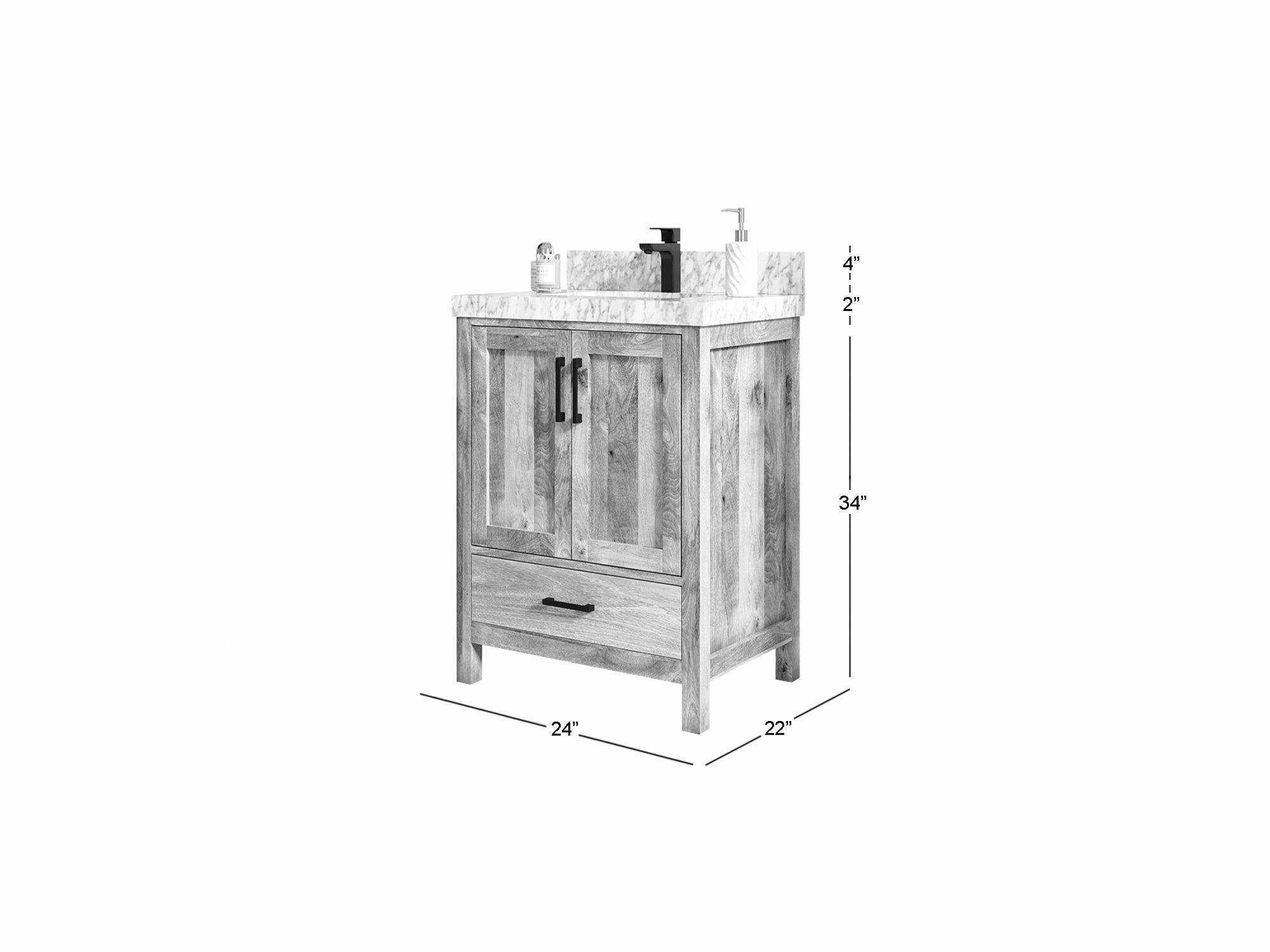 Malibu Mango Wood 24-inch bathroom vanity dimensions