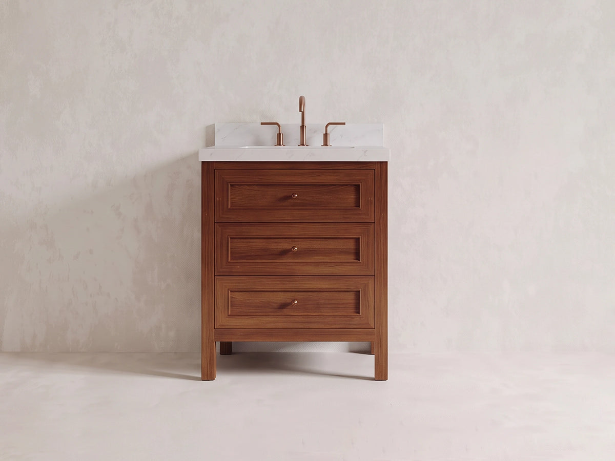 Nashville Teak Wood 30 in. W x 22 in. D Single Sink Bathroom Vanity