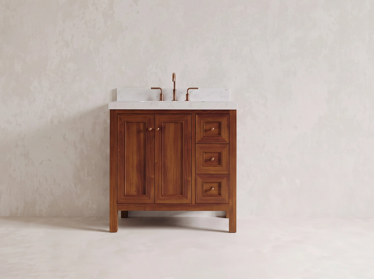 Nashville Teak Wood 36 in. W x 22 in. D Center Sink Bathroom Vanity