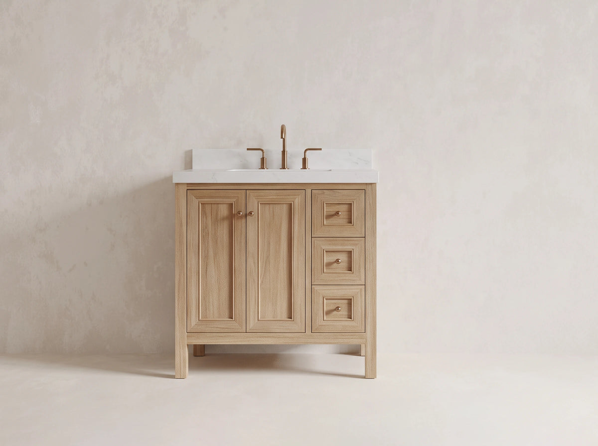 Nashville Teak Wood 36 in. W x 22 in. D Center Sink Bathroom Vanity