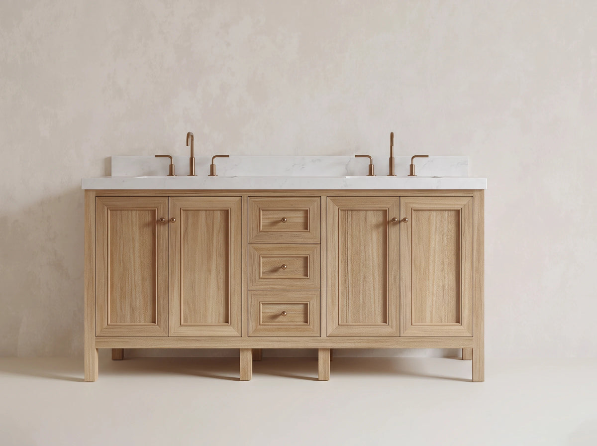 Nashville Teak Wood 72 in. W x 22 in. D Double Sink Bathroom Vanity