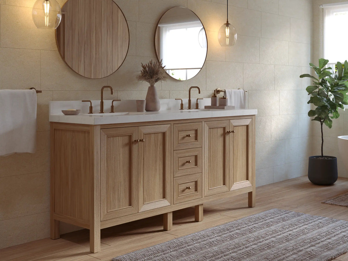 Nashville Teak Wood 72 in. W x 22 in. D Double Sink Bathroom Vanity