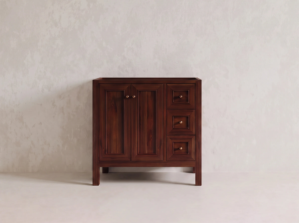 Nashville Teak Wood 36 in. W x 22 in. D Left Offset Sink Bathroom Vanity