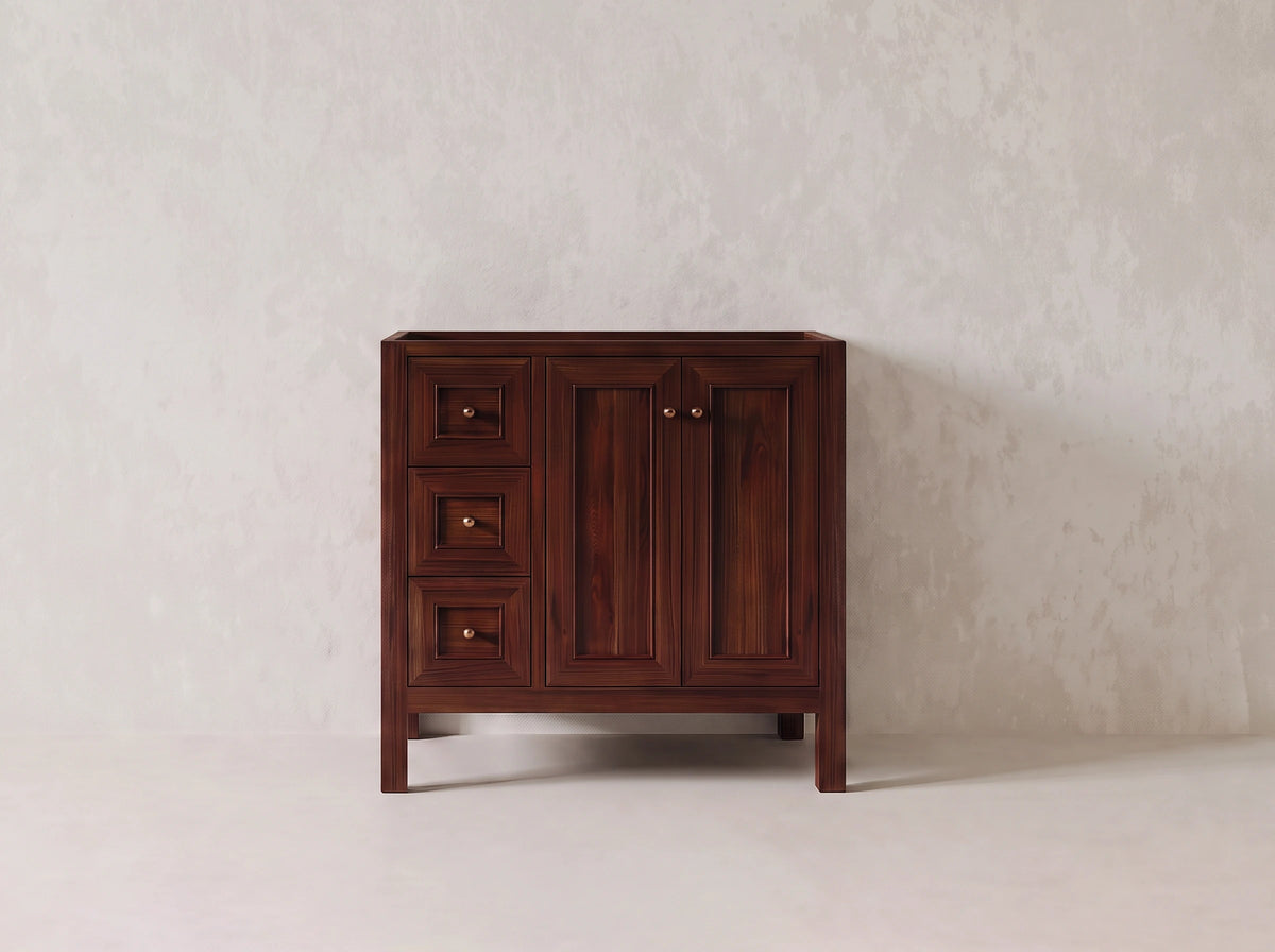 Nashville Teak Wood 36 in. W x 22 in. D Right Offset Sink Bathroom Vanity