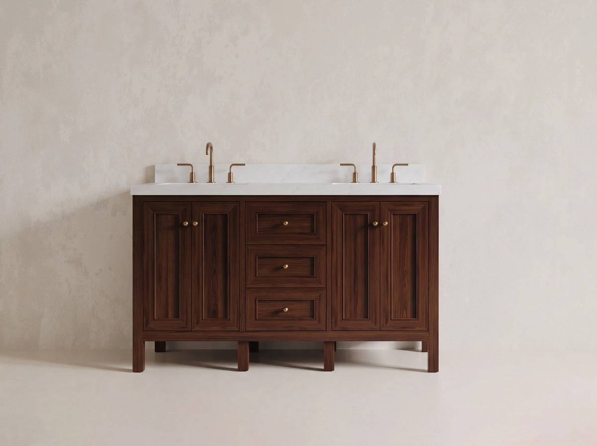 Nashville Teak Wood 60 in. W x 22 in. D Double Sink Bathroom Vanity