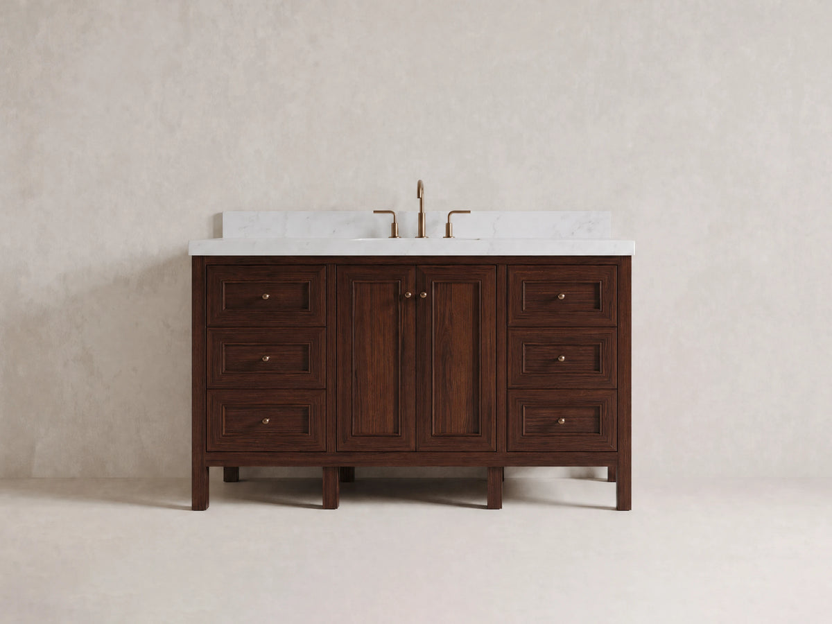 Nashville Teak Wood 60 in. W x 22 in. D Single Sink Bathroom Vanity