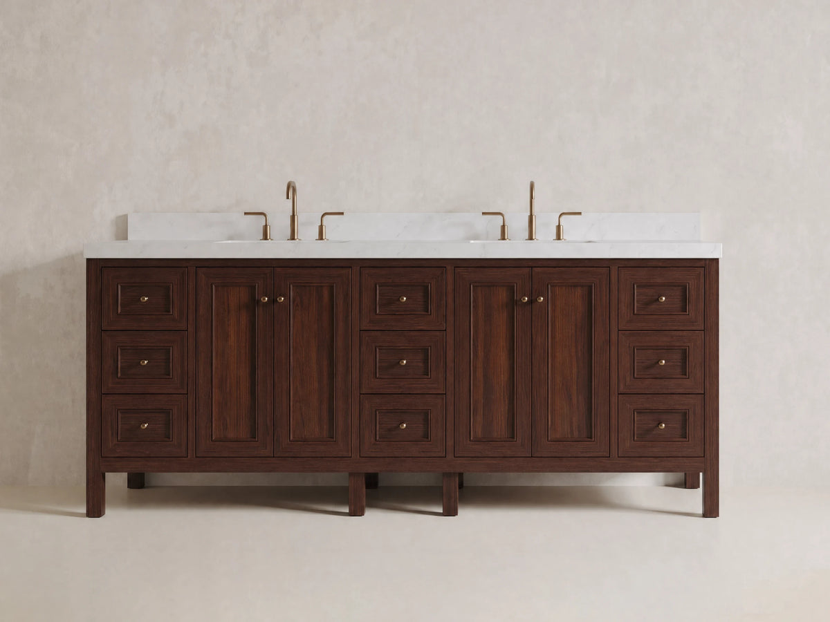 Nashville Teak Wood 84 in. W x 22 in. D Double Sink Bathroom Vanity