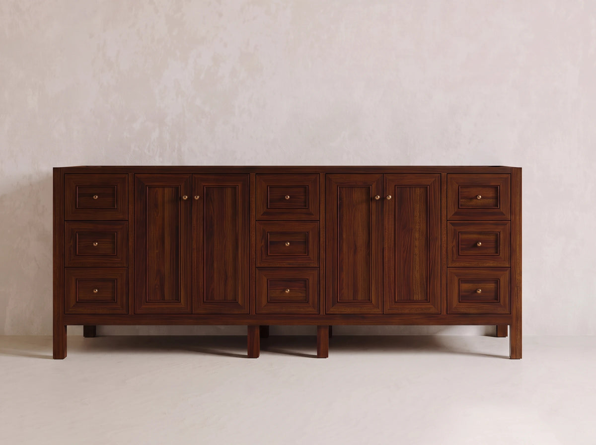 Nashville Teak Wood 84 in. W x 22 in. D Double Sink Bathroom Vanity