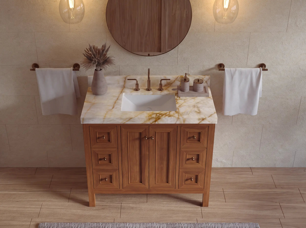 Nashville Teak Wood 42 in. W x 22 in. D Single Sink Bathroom Vanity