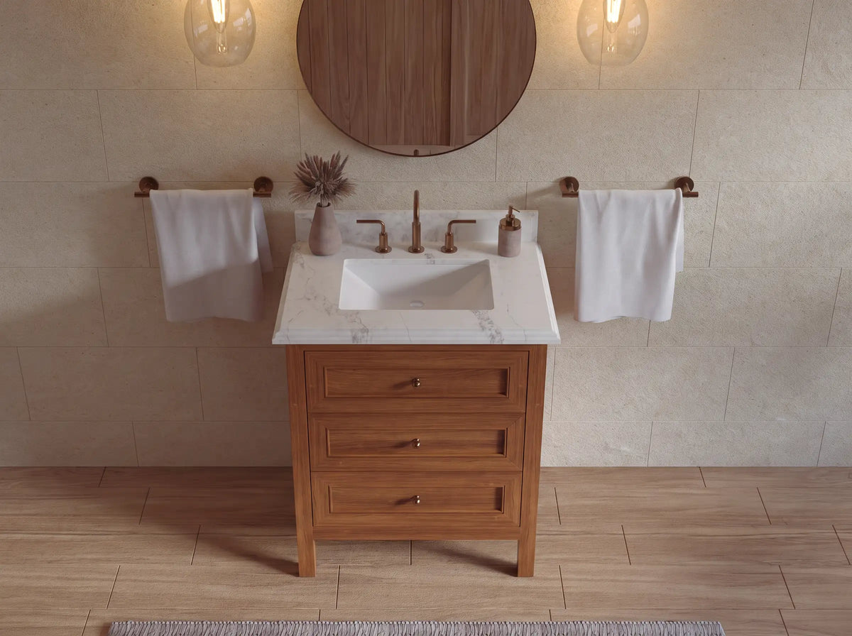 Nashville Teak Wood 30 in. W x 22 in. D Single Sink Bathroom Vanity
